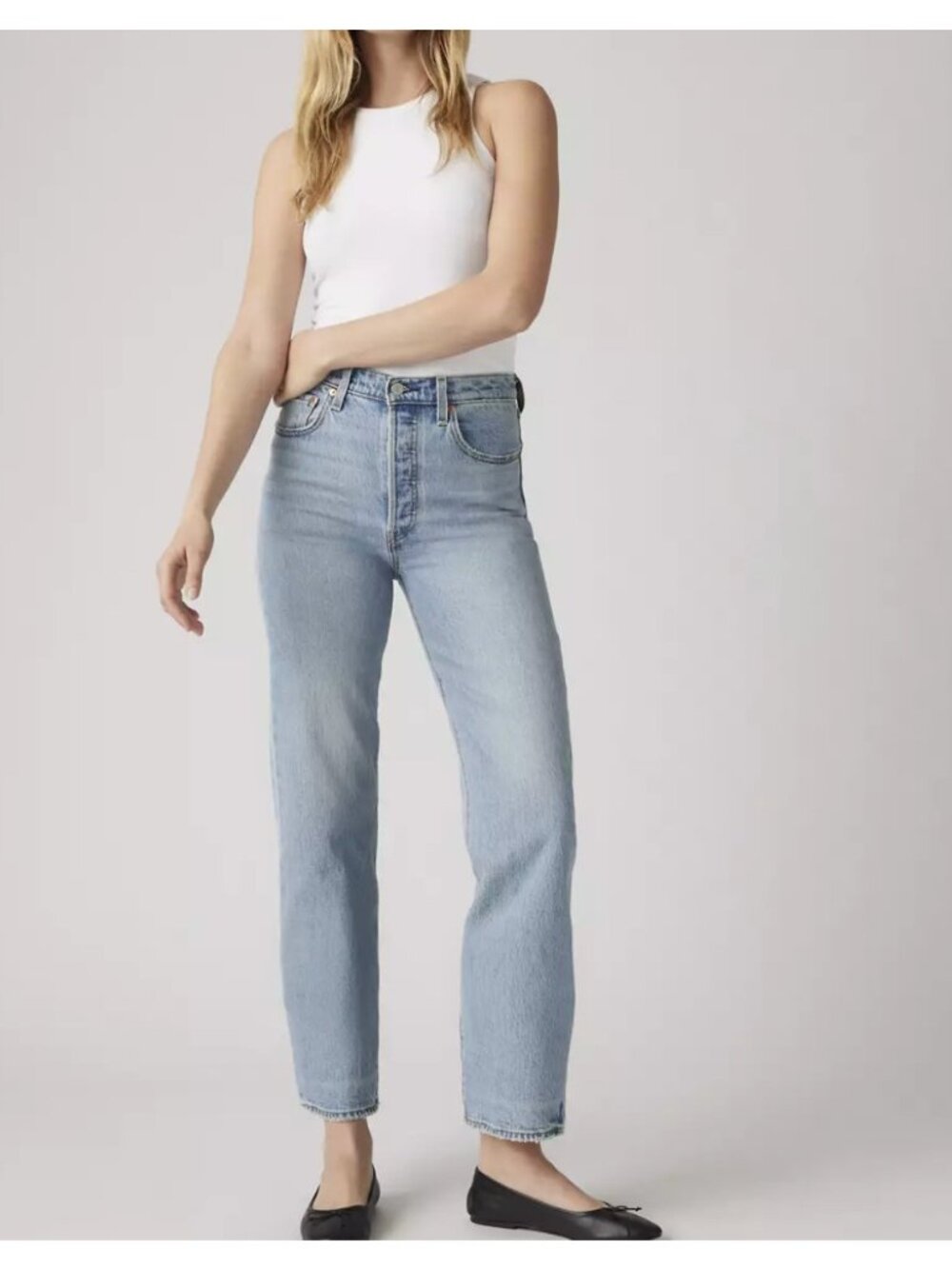 New Levi's Premium 27x29 Ribcage Straight Ankle Let's Share Medium Wash